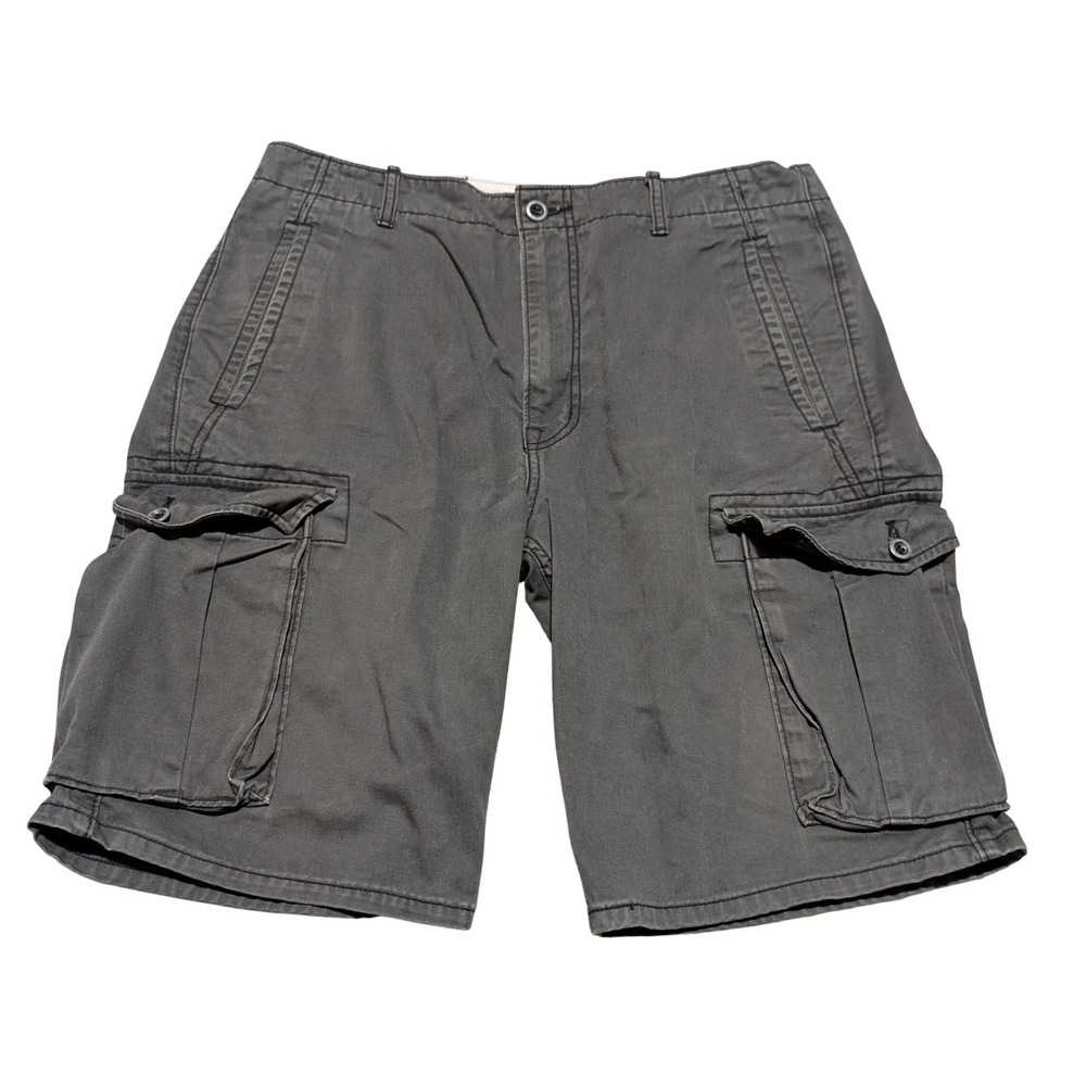 Levi Strauss Cargo Shorts Mens 33 Gray Relaxed Fit Cotton Utility Work